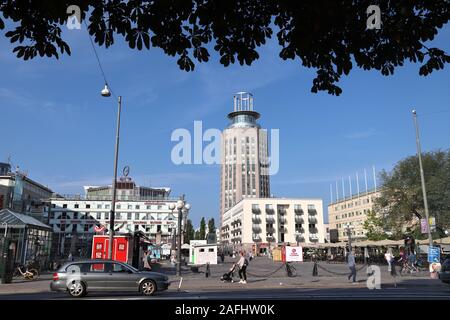 Stoccolma, Svezia - 24 agosto 2018: vista la mattina di Medborgar quadrato (Medborgarplatsen e) nel distretto di Sodermalm di Stoccolma, Svezia. Stoccolma è il Foto Stock