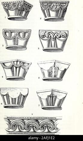 . Archaeologia cantiana. mostconsistent con noti fatti storici. Ho osservato nellaprima esempio che simili frammenti di inizio ma-sonry era stato lavorato in molti altri edifici trovanella immediate vicinanze, a nord, Lyminge atOttinge, a Longage, e in un antico muro belongingto Eectory l. Su di un più attento esame, ho trovato thatportions della stessa cornici che appearedat boschi, dovevano essere rintracciati in edifici hereindicated. Mi è stato portato quindi alla conclusione, chela struttura dalla quale queste pietre sono state prese deveavere stato nelle immediate vicinanze di ts Foto Stock