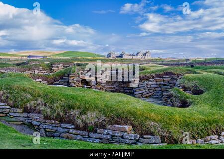 Skara Brae, isole Orcadi, Scozia. Foto Stock