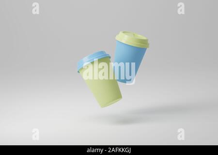 Carta tazza di caffè mock-up. Eseguire il rendering realistico 3d'illustrazione. Pacchetto design mockup per il branding. Classic colore dell'anno 2020 Foto Stock