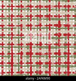 Vettore di vimini multicolore texture armatura di tessuto seamless pattern. Tela per ricamo. Perfetto per tessuto, scrapbooking e progetti di sfondo. Illustrazione Vettoriale