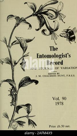 . L'entomologo di registrare e ufficiale di variazione. Record TheEntomologists E UFFICIALE DI VARIAZIONE A CURA BYJ. M. CHALMERS HUNT, F.R.E.S. Vol. 901978 prezzo £6.50 net. u contenuti, 1978 Aberdeenshire e Kincardineshire.Lepidoptera di P. D. Hulma R.M. Palmer e M. R. giovani,237 Abies grandis Lindl. (Gigante o GrandFif)-A Lepidopterous PabulumJ. R. Langmaid, 67 abbondanza anomala di falene in anMV trappola luminosa nel luglio 1977 H. G.Parker, 161 (Acherontia atropo (L.)) nel Kent.I decessi HawkmothE testa. G. Philp, 340 Acherontia atropo L. (l'DeathsHead Hawk Moth) A. J. Dewick,252 Acherontia atropo Foto Stock