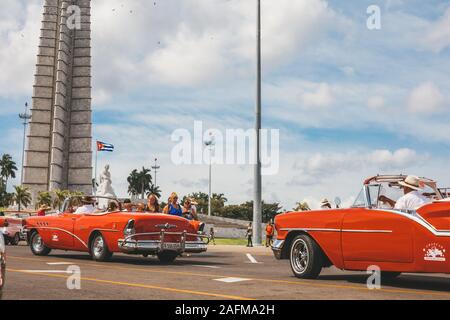 L'Avana, Cuba - Ottobre 18, 2019: Classic Car presso la Rivoluzione Plaza a l'Avana Foto Stock