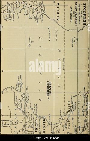 . Il pilota della Bermuda; un libro guida per viaggiatori con 4 mappe. , Dopo di che il sistema di cottura a vapore passa attraverso theSound verso Hamilton Harbour, passando su L., la  sub-fuse Stag rocce, spesso così vicino che essi sono chiaramente visibili.direttamente sul punto più alto della sponda sud, risesthe albero alto della collina Gihhs Faro (p. 127), il loftiestviewpoint sulle isole. Come il nostro corso gira verso est, wepass, su L., Agars Isola (p. 74), una volta pov/der magazine,e poi fino al 1917, un acquario. Appena S. di Agars Islandwe passano attraverso la valvola a due vie di passaggio per rack e punto rotondo condivide,quando otteniamo il nostro Foto Stock