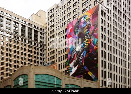 Murale di acque fangose a Chicago, Illinois Foto Stock