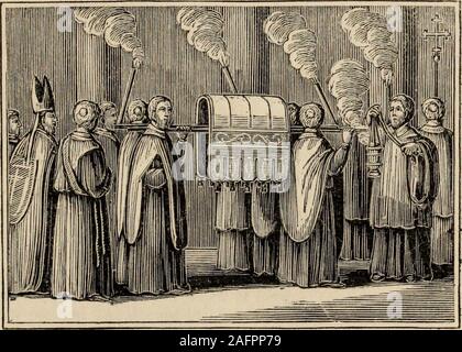 . I Protestanti : saggi sui principali punti di controversia tra la Chiesa di Roma e la riforma : con una appendice che illustra Jesuitism monachesimo, e popery in America ... No. 34. Forma dell'alfabeto contrassegnati nelle ceneri, p. 9.. No. 35. Reliquie portate in processione alla chiesa, p. 9. Foto Stock