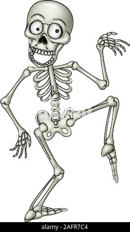 Cartoon funny scheletro umano dancing Illustrazione Vettoriale