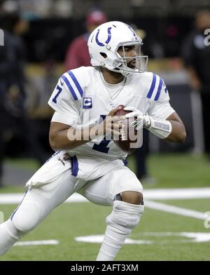 New Orleans, Stati Uniti. Xvi Dec, 2019. Indianapolis Colts quarterback Jacoby Brissett (7) lancia contro i New Orleans Saints al Mercedes-Benz Superdome di New Orleans il lunedì, 16 dicembre 2019. Foto di AJ Sisco/UPI Credito: UPI/Alamy Live News Foto Stock