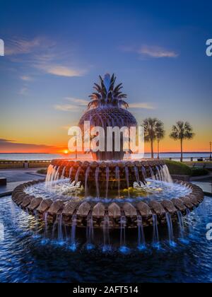 Waterfront Park è un parco di 5 ettari lungo circa 800 metri del fiume Cooper a Charleston, South Carolina. Foto Stock