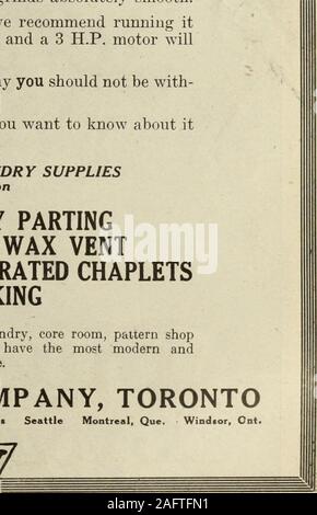 . Canadian fonditore (1918). // Ogni messaggio pubblicitario vi interessi, strapparla fuori ora e luogo con lettere di risposta. CANADIAN FONDITORE Volume IX. Foto Stock