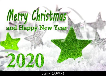 Stelle di natale con testo Buon Natale 2020 Foto Stock