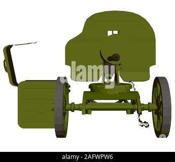 Forma poligonale mitragliatrice Maxim. Mitragliatrice isolato su uno sfondo bianco. Vista frontale. 3D. Illustrazione Vettoriale. Illustrazione Vettoriale