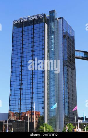 La facciata esterna di Gothia Towers, un hotel a quattro stelle a Korsvägen nella città di Göteborg, Svezia. Foto Stock