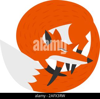 Semplice illustrazione vettoriale con graziosi Sleeping Fox. Illustrazione Vettoriale