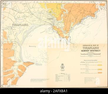 . La geologia del distretto di Oamaru, North Otago orientale (divisione di Otago). Per ,ucompa"y BuUelmN921. E GMorne matatuiu Suhdxyuions. Divisione RfMihtmarn . Hawk^:-&LT; Boa- Land D,str,ct. Per txi:roinpmiy po'^^Mirt Ni21, Gishorne e mmUitulu- SubdivUions. B.iutkum/jTu DivUum . Ho^^hcs terra della Baia Di-^fru- Foto Stock