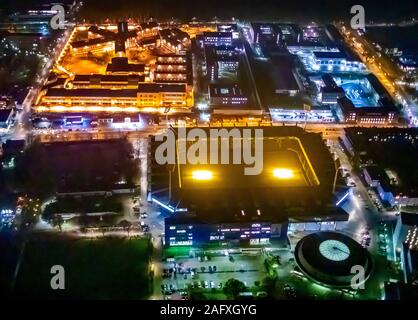 Foto aerea dell'impianto di correzzione Krümede, JVA Krümede a Bochum, volo notturno su Bochum, Bochum, Ruhrgebiet, Germania, Europa foto aerea, Foto Stock