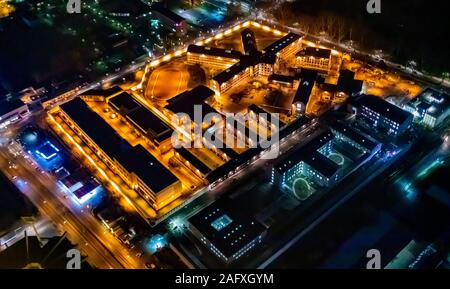 Foto aerea dell'impianto di correzzione Krümede, JVA Krümede a Bochum, volo notturno su Bochum, Bochum, Ruhrgebiet, Germania, Europa foto aerea, Foto Stock