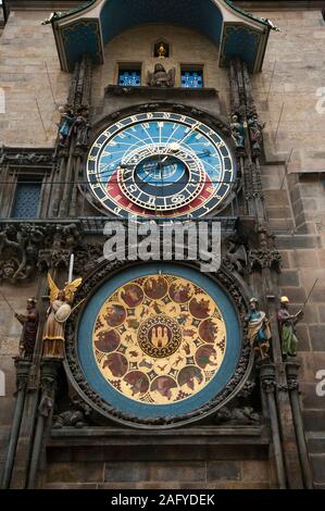 L'Orologio Astronomico di Praga o Prague Orloj Praga Repubblica Ceca Europa Foto Stock