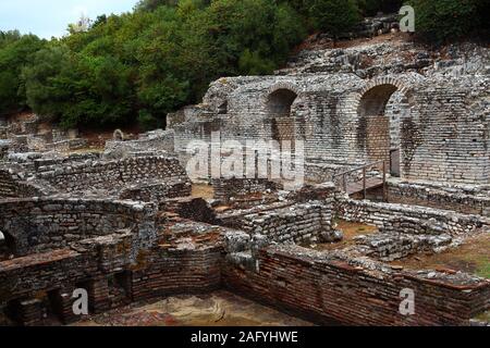 Terme romane del 2nd.secolo d.c. a Butrinto Saranda in provincia, Albania Foto Stock