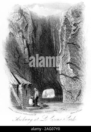 Una incisione di Archway a Le Creux, Sark datata 11 marzo 1845 scansionati ad alta risoluzione. Ritiene copyright free. Foto Stock