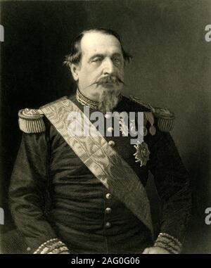 'Napoleone III', C1872. Ritratto di Napoleone (1808-1873), l'imperatore di Francia, in uniforme militare. Da "La guerra franco-prussiana: le sue cause, incidenti e conseguenze", Volume I, dal capitano H M Hozier. [William Mackenzie, London, 1872] Foto Stock