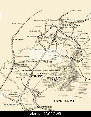 " Il fortino sistema', 1902. Durante la Seconda guerra boera, le forze britanniche ha costruito un grande numero di fortificazioni in Sud Africa che ha svolto un ruolo cruciale nella protezione delle linee ferroviarie e ponti chiave per i militari britannici di linee di alimentazione. Da "Il Sud Africa e la guerra Transvaal, Vol. VII", da Luigi Creswicke. [Il Caxton Publishing Co., London, 1902] Foto Stock