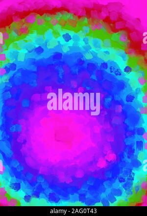 Pittura digitale astratta. Multicolore, sfondo psicodelico. Colori arcobaleno. Tonalità audaci Foto Stock
