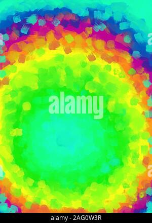 Pittura digitale astratta. Multicolore, sfondo psicodelico. Colori arcobaleno. Tonalità audaci Foto Stock