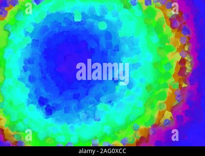 Pittura digitale astratta. Multicolore, sfondo psicodelico. Colori arcobaleno. Tonalità audaci Foto Stock