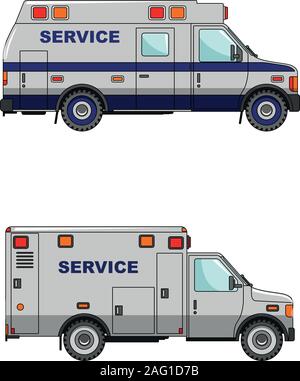 Autovettura di servizio su sfondo bianco in uno stile piatto Illustrazione Vettoriale