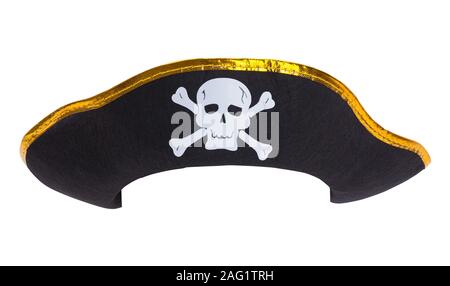 Pirate Hat con Crossbones Ritagliata su bianco. Foto Stock