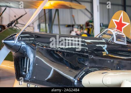 Il vecchio operaio, Bedfordshire, Regno Unito ,Ottobre 6, 2019. Un elica, chiamato anche una vite per spurgo aria. Il giorno della corsa di Shuttleworth Foto Stock