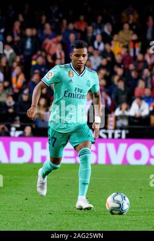 VALENCIA, Spagna - 15 dic: Rodrygo si svolge presso la Liga match tra Valencia CF e Real Madrid CF al Mestalla stadio sul dicembre 15, 2019 Foto Stock