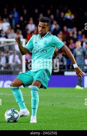 VALENCIA, Spagna - 15 dic: Rodrygo si svolge presso la Liga match tra Valencia CF e Real Madrid CF al Mestalla stadio sul dicembre 15, 2019 Foto Stock