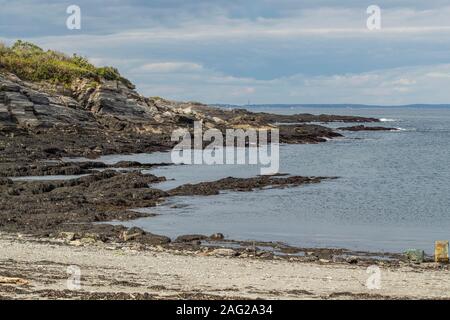 Situato all'interno di Fort Williams Park a Portland Head Lighthouse. Si tratta di una piccola spiaggia rocciosa e il litorale che la popolare con skin divers, famiglie, ecc. Foto Stock