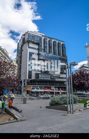 La centrale quartiere di Huertas a Madrid, capitale del Regno di Spagna Foto Stock