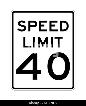 Il limite massimo di velocità 40 cartello stradale NEGLI STATI UNITI Foto Stock