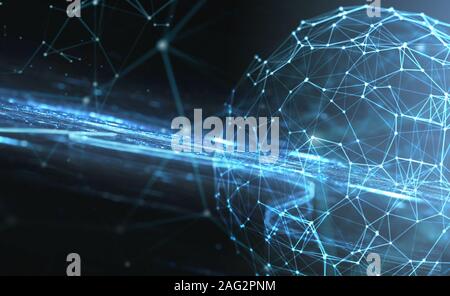 Abstract internet blu con sfondo di luce a fibre ottiche. Foto Stock