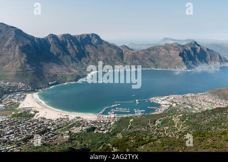 Hout Bay (Cape Town, Sud Africa) vista aerea riprese da un elicottero Foto Stock