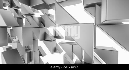 Carta da parati astratto, costituito da battenti triangoli neri su sfondo bianco 3D render illustrazione Foto Stock