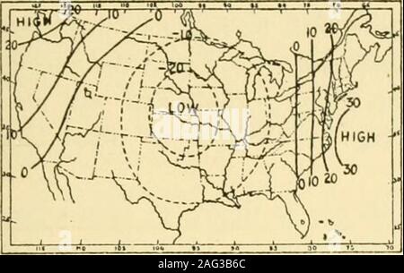 . Lo Smithsonian varie collezioni. d a cui senza dubbio itwill raggiungere. In aprile 1929, uno schema è stato inviato a un numero di persone,incluso il Segretario dello Smithsonian Institution, dando un fore-cast di partenze da temperatura normale da settimane dal 2 Aprile al 3 settembre per New York City e per altre due stazioni. Fig-ura T^ dà una copia di questo complotto per New York City. Il brokencurve mostra la previsione e la curva continua rappresenta la ob-servito partenze dal normale. Il coefficiente di correlazione per la27, settimane è 0,37^0,12. Questa correlazione preso da solo è inconclusiveas t Foto Stock