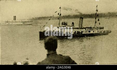 . Una storia della Sezione 647, esercito degli Stati Uniti un servizio di ambulanza con l'esercito francese. Ponte affollato come nave entra nel porto di New York. Inserimento del porto di New York [901 chi era arruolato negli Stati Uniti e hanno dovuto essere inviate ad altri campi per dis-carica liberi sono stati molto presto dopo. Una delle caratteristiche della nostra breve vita a Camp Dix è stata la visita di alcuni thefriends e parenti dei ragazzi. Inoltre, uno dei profilati, Rosen, chi hadbeen staccato da noi prima dell'armistizio, a motivo di una malattia, è venuto per un ultimo saluto. È stata una fortuna che la sezione parzialmente rotto fino in Francia un Foto Stock