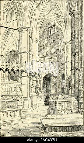 . Impressioni di Westminster Abbey, un testo illustrato per accompagnare sette acqueforti. Dimensione HO5j. X 232 • Nord Coro Ajsle.. Dimensioni 155^ a. X ^sh •Vista da St. Edmunds cappella. Foto Stock