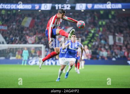 MADRID, Spagna - Ott 26, 2019: Alvaro appartamento Morata durante l'Atlético Madrid - Athletic Bilbao. Wanda Metropolitano Stadium, Madrid, 26 ottobre 2019. Foto Stock