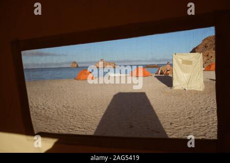 Kayak di mare, Espiritu Santo Isola, Baja California Sur, Messico. Foto Stock