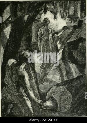 . Maria Chapdelaine : récit du Canada français. ensemble dans lebois ; il marche à côté delle sans la toucher ni rienlui orrendo, à travers le bois de charme qui iniziare àse couvrir de fleurs rose, et rien que le voisinage estassez pour leur mettre à tous deux un peu de fièvreaux tempes et leur pinza le coeur. Maintenant ils se sont assis sur onu arbre tombé,et voici quil parle. ?- Vous êtes-vous ennuyée de moi. Maria ? Cest assurément cela quil demandera dabord;mais elle ne peut pas aller plus lombo dans son rêve, parceque lorsquelle est arrivée là une détresse larrête. Oh !mon Dou ! Comme elle Foto Stock