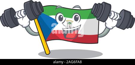 Molto felice bandiera Guinea equatoriale il carattere di scorrimento con il denaro sulle mani Illustrazione Vettoriale