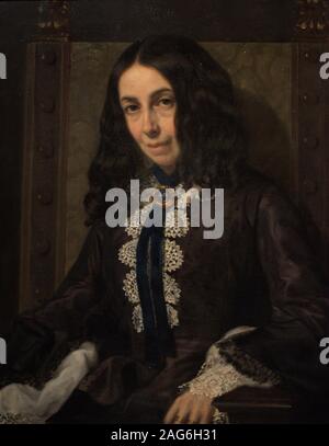 Elizabeth Barrett Browning (1806-1861). Escritora de la etapa victoriana. Retrato por Michele Gordigiani (1830-1909). Oleo sobre lienzo, firmado en 1858. National Portrait Gallery. Londres. Inglaterra. Foto Stock