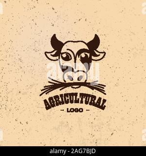 Vettore isolato logo agricoli. Illustrazione di vacca. Indus rurale Illustrazione Vettoriale