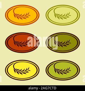 Olive Branch. Ramo di frumento. Il logo del vettore. Collezione colorata. Verde, giallo, rosso, loghi. Illustrazione Vettoriale